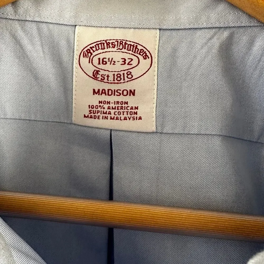Brooks Brothers Non Iron Madison Relaxed Fit Dress Shirt 16 1/2 -32 - Picture 2 of 4